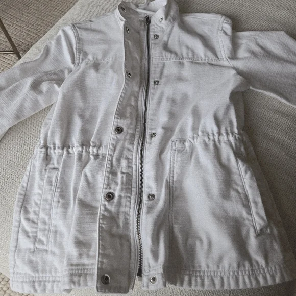 J.Crew white Utility jacket Cinch Drawstring PM Coastal Preppy Spring Summer EUC - Picture 9 of 15